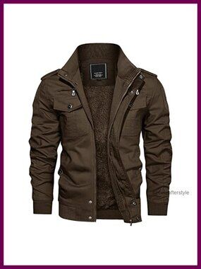 Fleece Lined Military Winter Jacket Multi Pocket Cargo Coat
